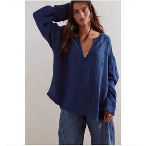 NEW! Free People 'Easy Sunday' Pullover in DENIM (XS)